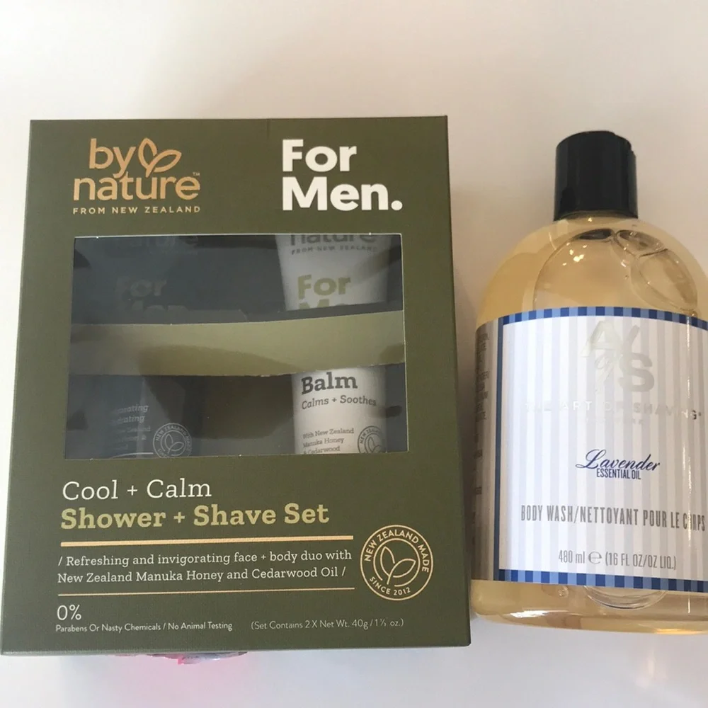 BUNDLE FOR MEN BY NATURE AND A/S SHAVE SET shower gel shave balm